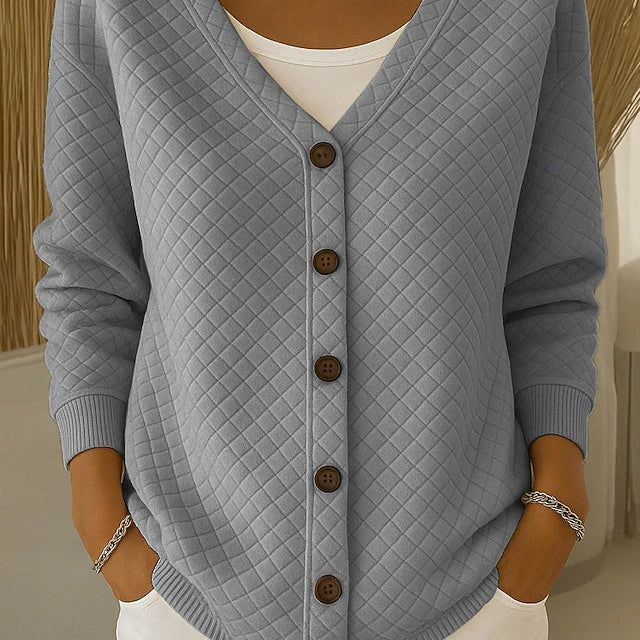 Rosemary - cardigan matlasat cu nasturi și model de diamant — imagine 5