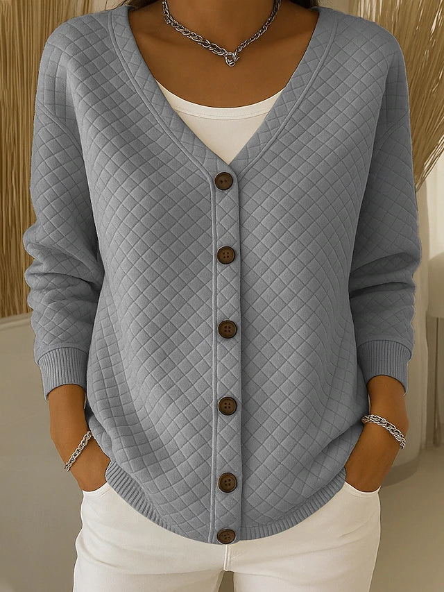 Rosemary - cardigan matlasat cu nasturi și model de diamant — imagine 5