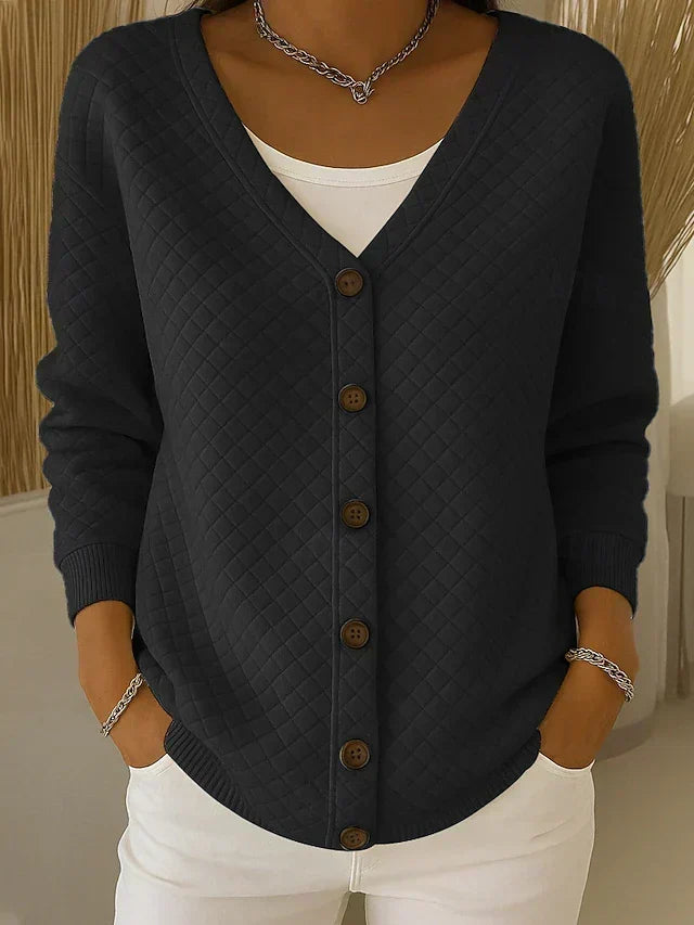 Rosemary - cardigan matlasat cu nasturi și model de diamant — imagine 6