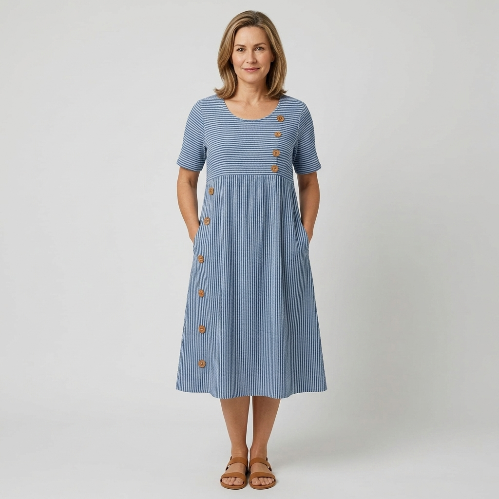 Ruby - Rochie midi cu dungi — imagine 1