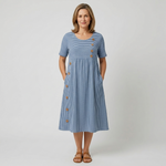 Ruby - Rochie midi cu dungi — imagine 1