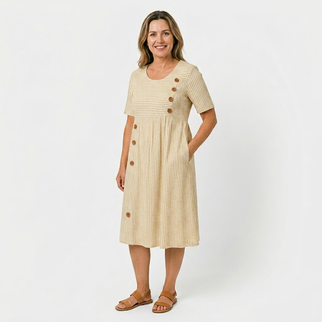 Ruby - Rochie midi cu dungi — imagine 3