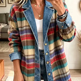Sarah - Jachetă din denim retro cu model patchwork — imagine 1