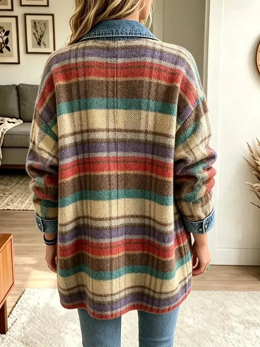 Sarah - Jachetă din denim retro cu model patchwork — imagine 3
