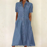 Sarah - rochie din denim cu mânecă scurtă — imagine 1
