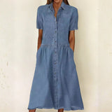 Sarah - rochie din denim cu mânecă scurtă — imagine 1