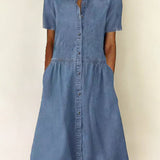 Sarah - rochie din denim cu mânecă scurtă — imagine 2