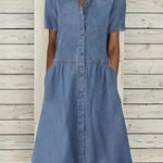 Sarah - rochie din denim cu mânecă scurtă — imagine 3