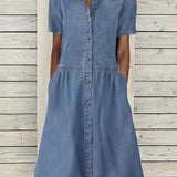 Sarah - rochie din denim cu mânecă scurtă — imagine 3