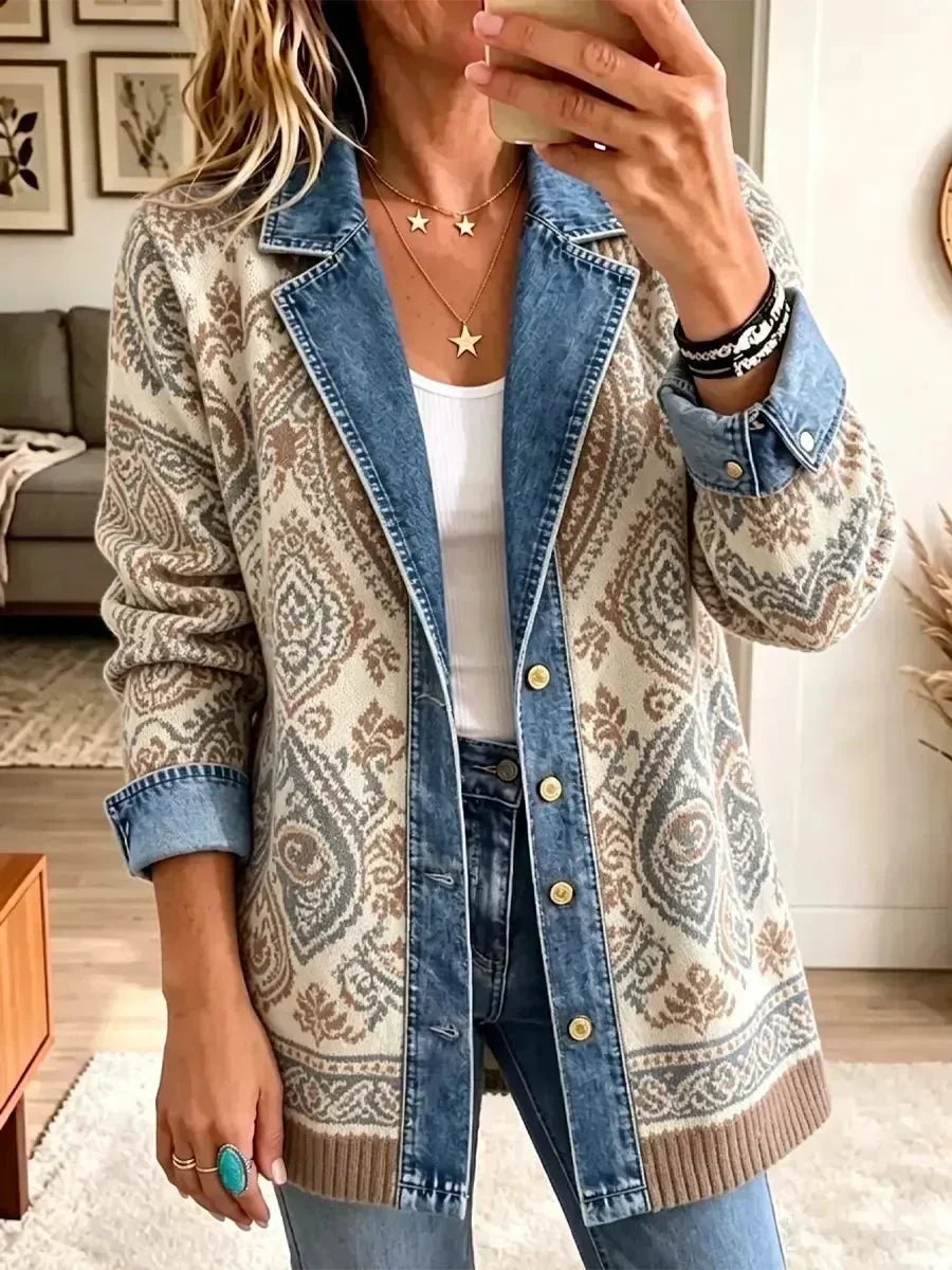 Savannah - jachetă din denim retro boemă cu model patchwork — imagine 1