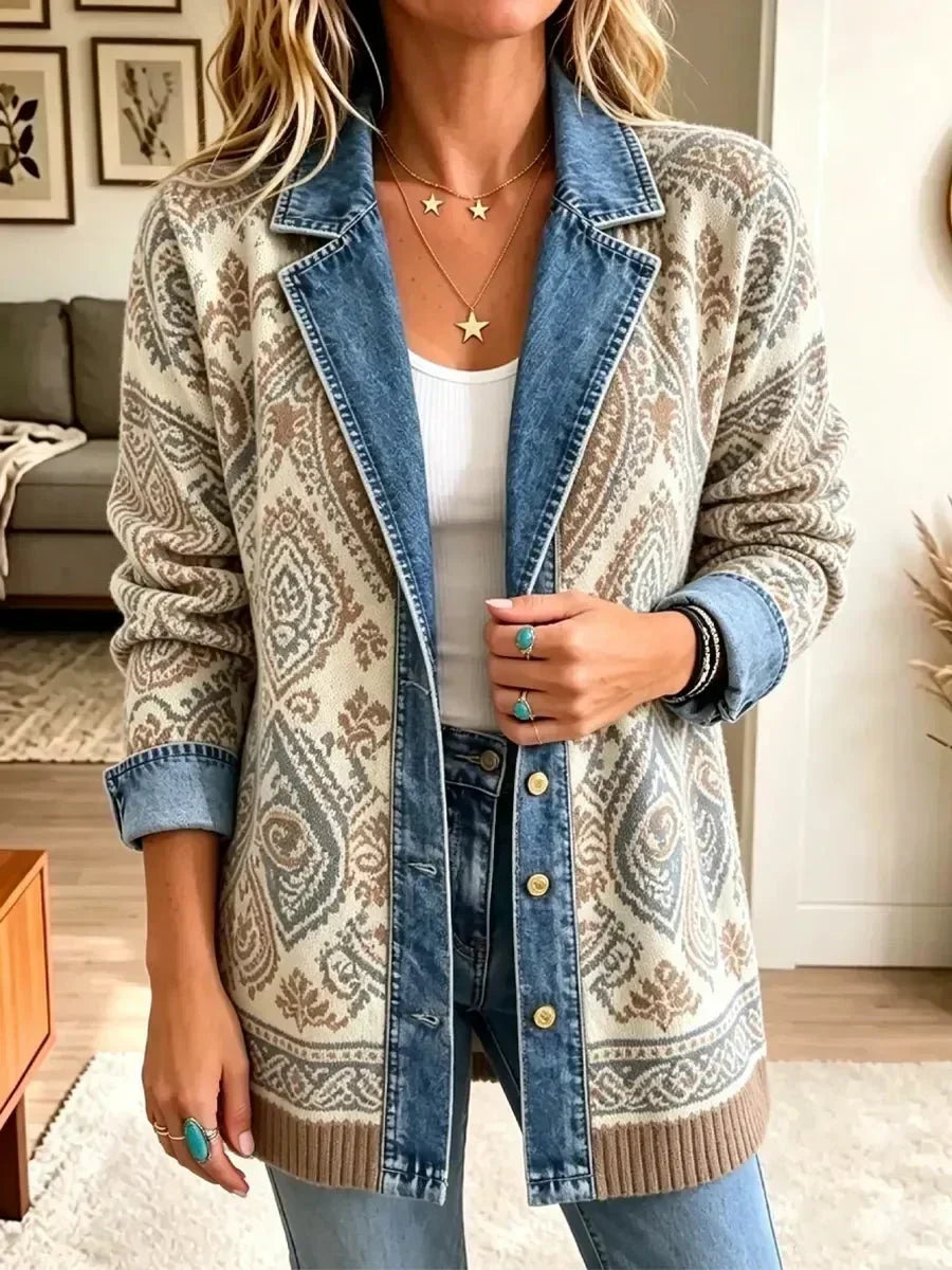 Savannah - jachetă din denim retro boemă cu model patchwork — imagine 2