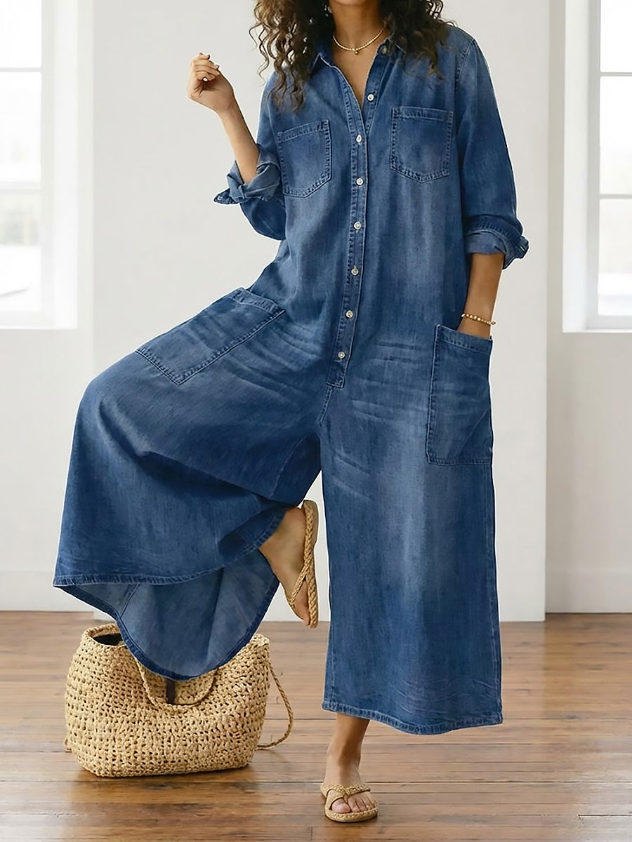 Serenity - salopetă din denim și bumbac — imagine 6