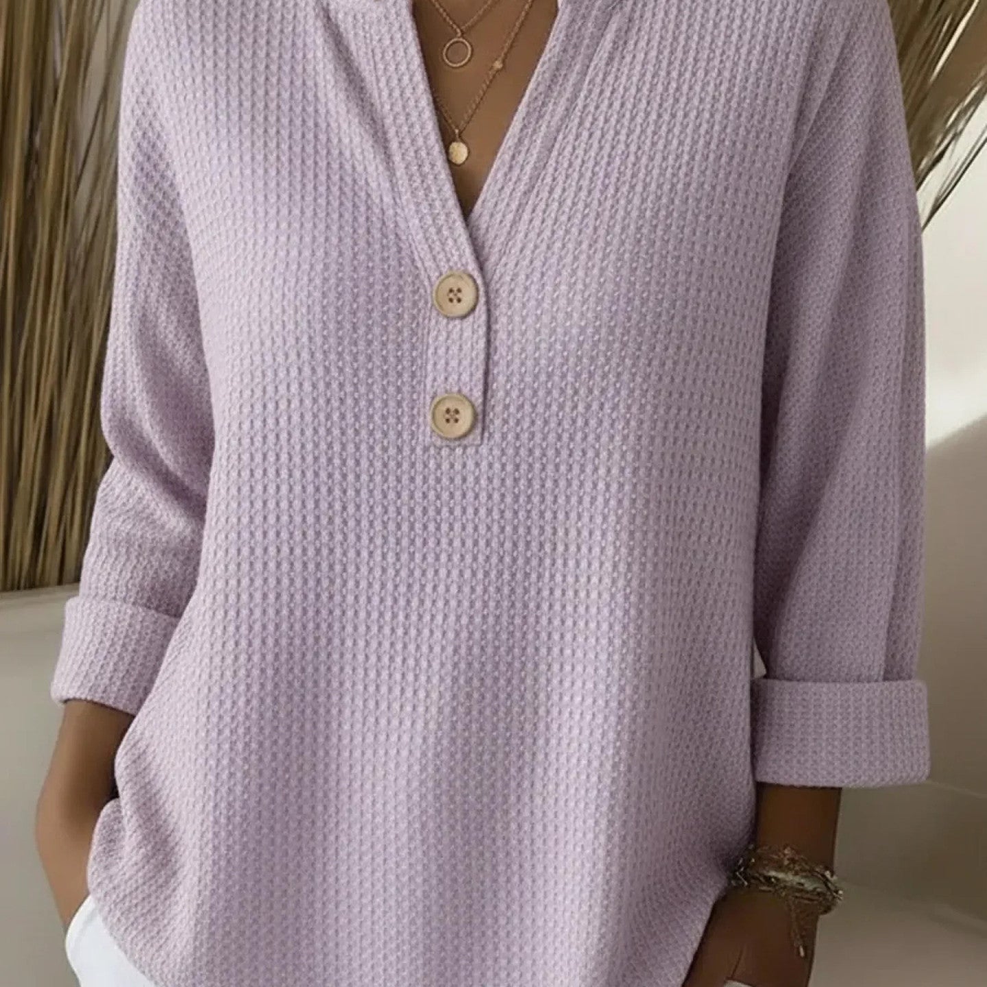 Sharon – Top texturat Henley — imagine 1