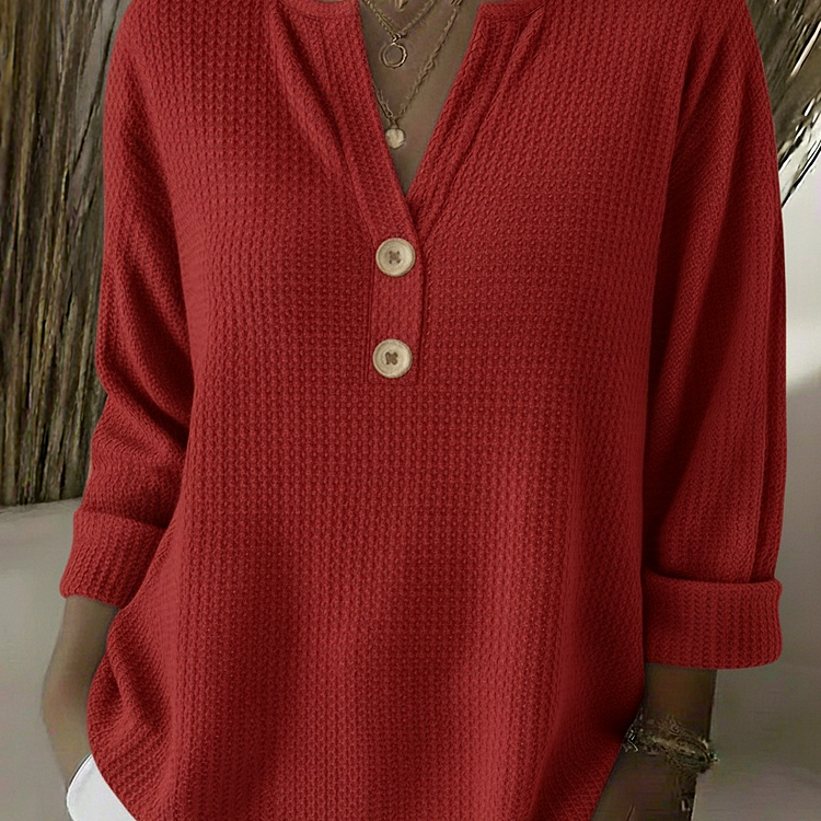 Sharon – Top texturat Henley — imagine 3