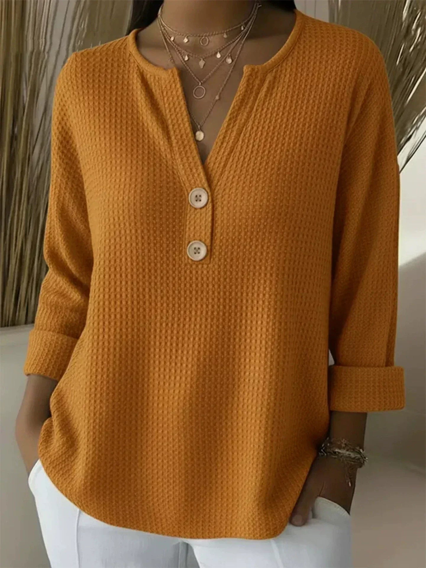 Sharon – Top texturat Henley — imagine 4