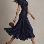 Shelby - Rochie midi cu guler cămașă și dungi — imagine 4