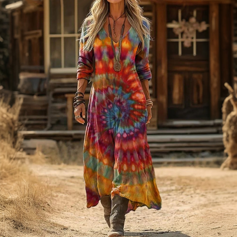Skylar - rochie casual cu mânecă lungă, inspirată din stil retro — imagine 1