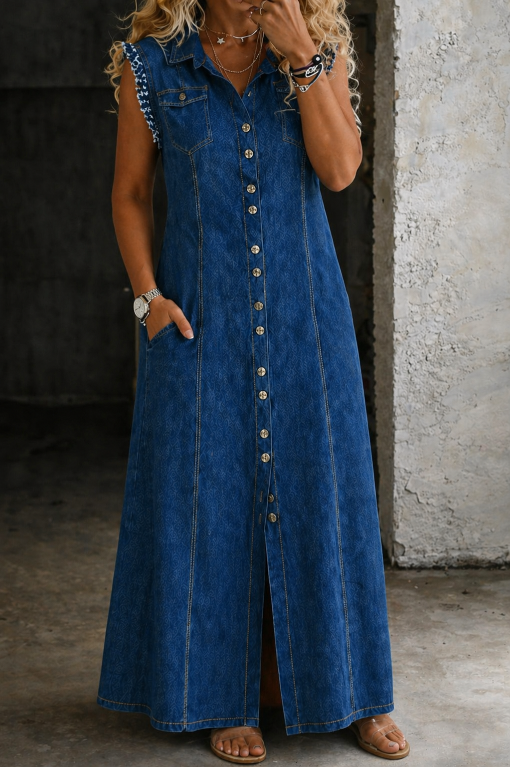 Skylar - Rochie din denim mărime mare — imagine 3