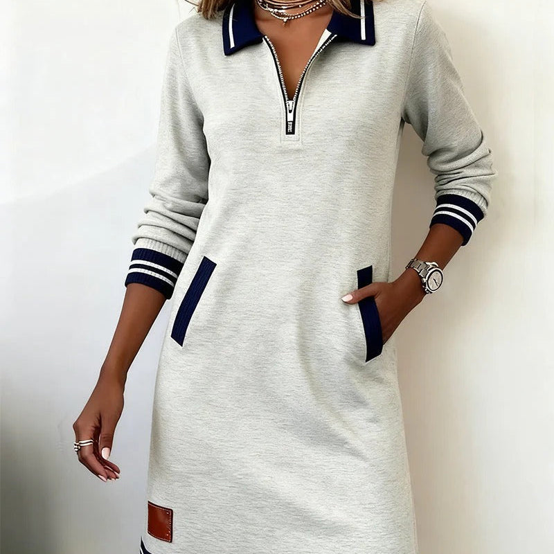 Sofia - rochie elegantă cu mânecă lungă din bumbac — imagine 1