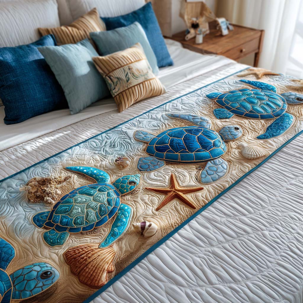 Covor matlasat pentru pat - Peaceful Turtle Bay — imagine 1
