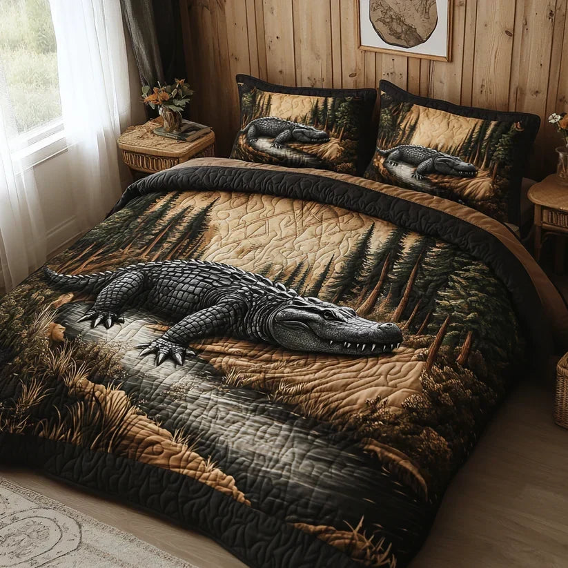 Set de lenjerie de pat matlasată, format din 3 piese - Animale de pădure — imagine 6