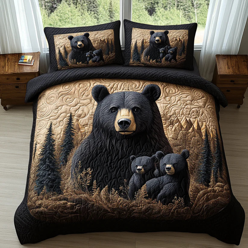 Set de lenjerie de pat matlasată, format din 3 piese - Animale de pădure — imagine 7