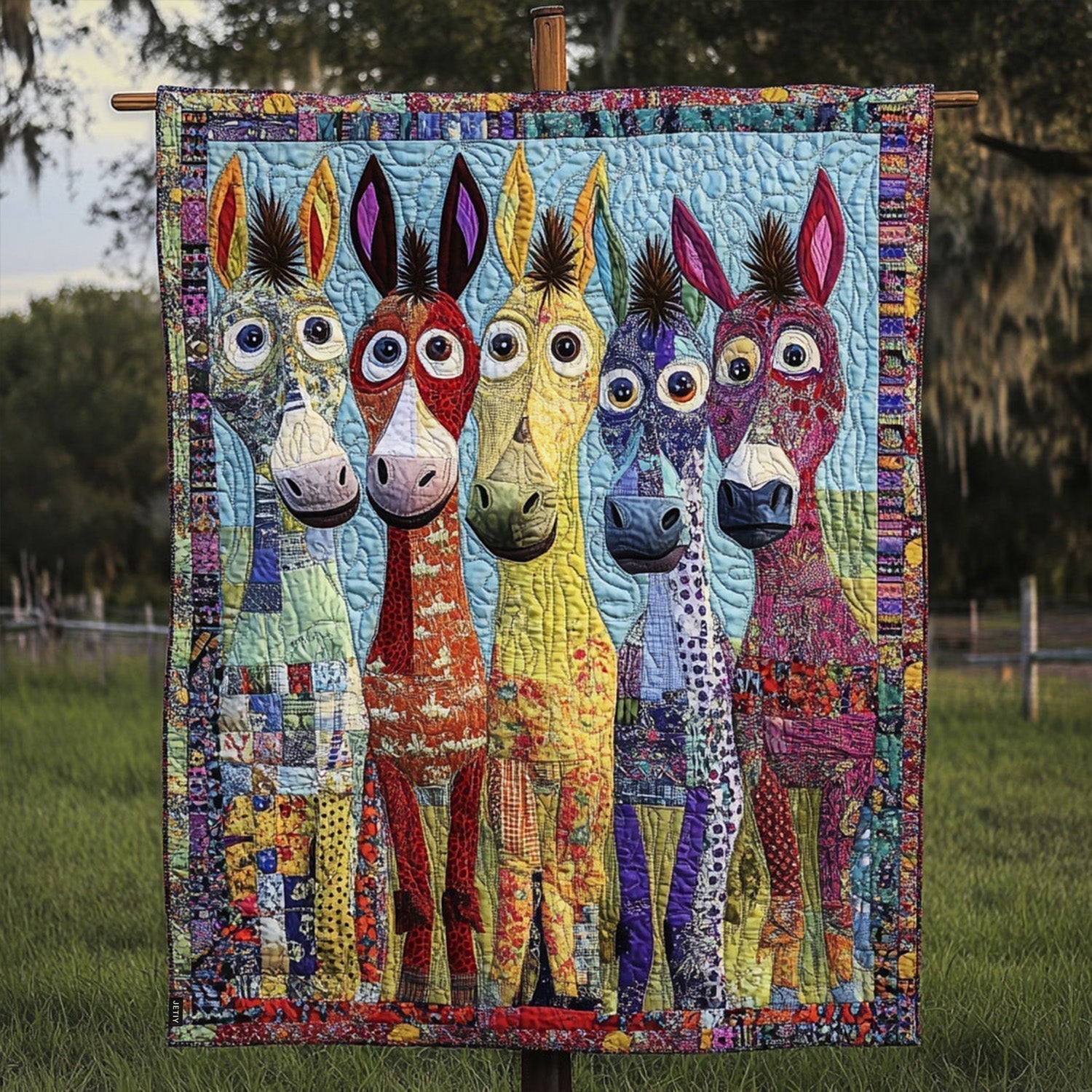 Cuvertură matlasată - Patchwork cu ponei — imagine 1