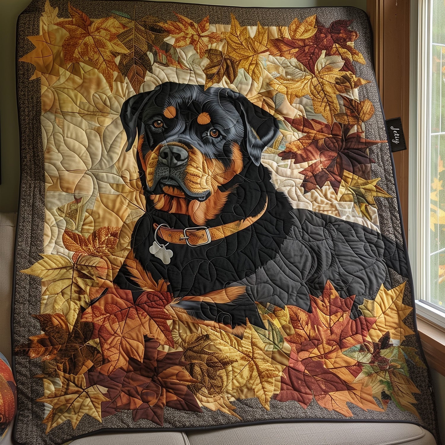Cuvertură matlasată - Briză de toamnă Rottweiler — imagine 1