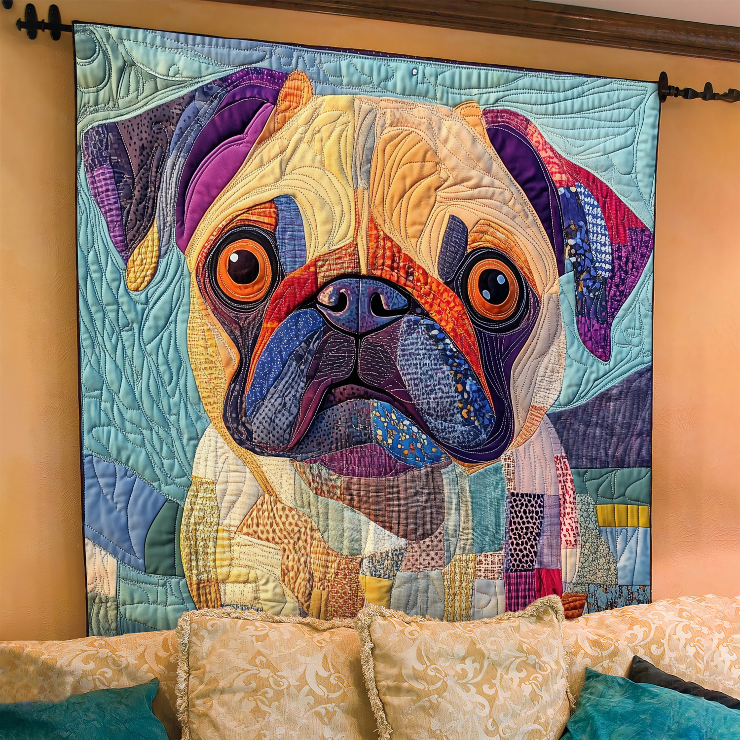 Cuvertură matlasată - Dragoste moale pentru pug — imagine 2