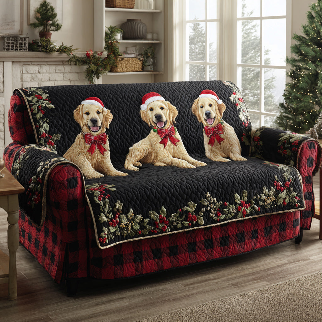 Husă de canapea matlasată - Golden Retriever Vor Night Sky Blue — imagine 1
