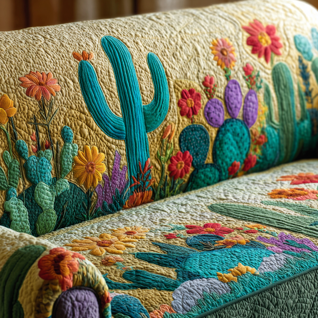 Husă de canapea matlasată - Cactus Sunset — imagine 1