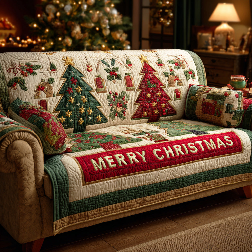 Husa de canapea matlasata - Christmas Funken — imagine 1