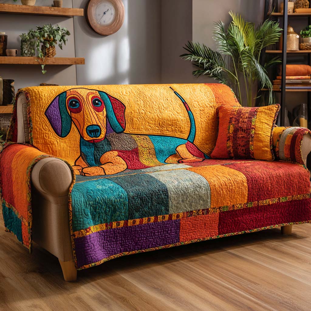 Husă de canapea matlasată - Patchwork câine — imagine 1