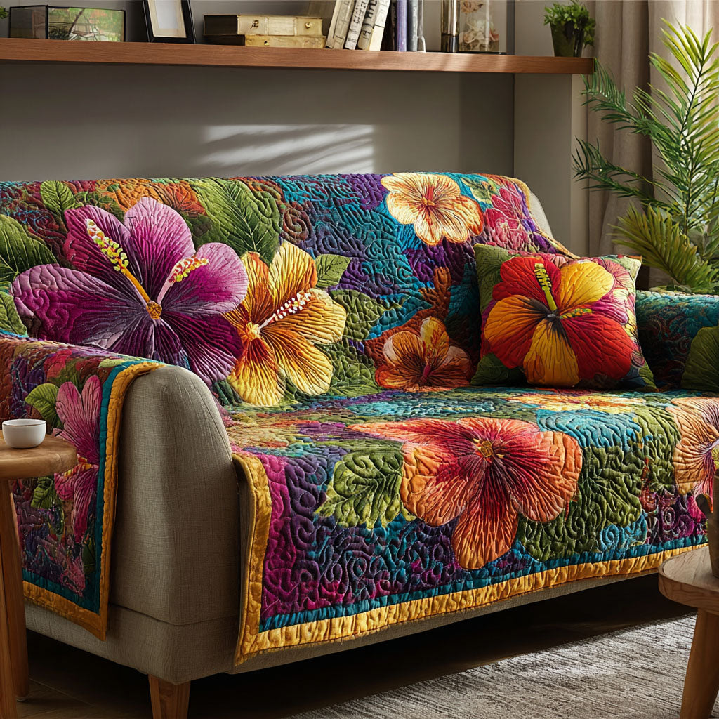 Husă de canapea matlasată - Flori tropicale — imagine 1