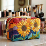 Geantă cosmetică matlasată - Floare aurie — imagine 1