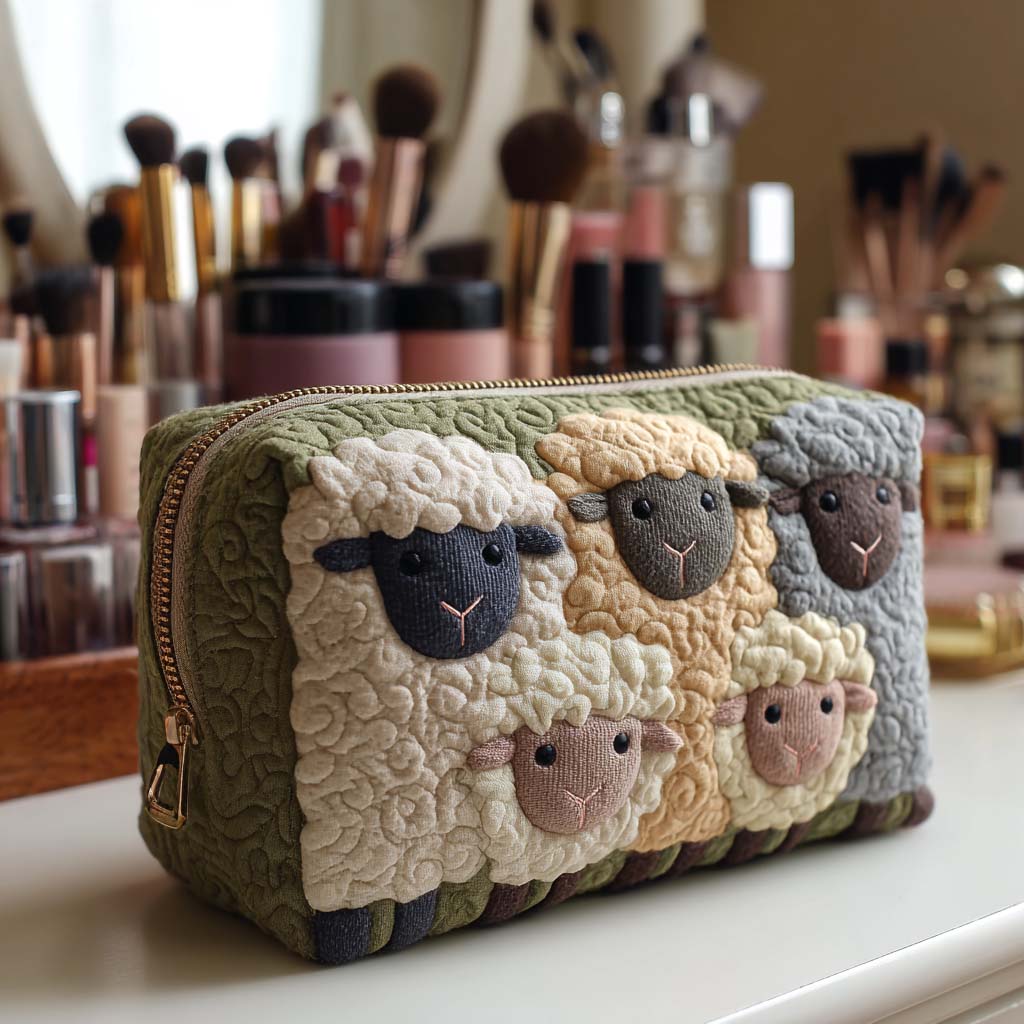 Geantă cosmetică matlasată cu miei — imagine 2