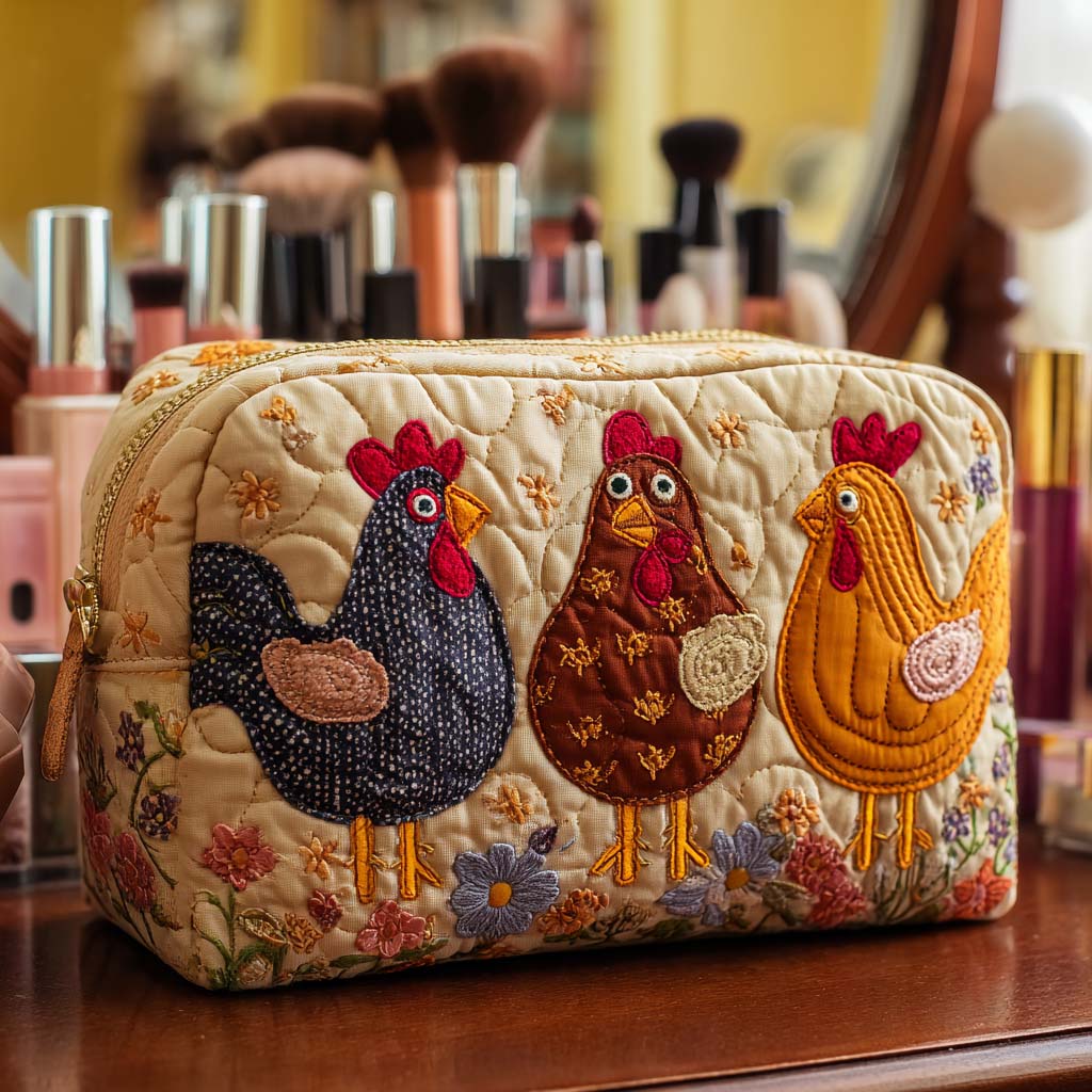 Geantă cosmetică matlasată - Găină decorativă — imagine 1