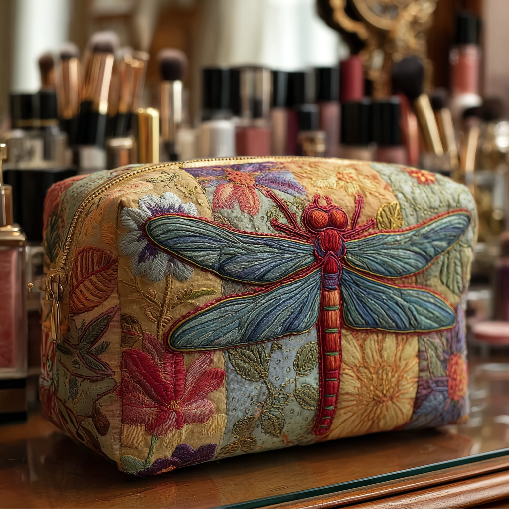 Geantă cosmetică matlasată - Libelulă elegantă — imagine 1