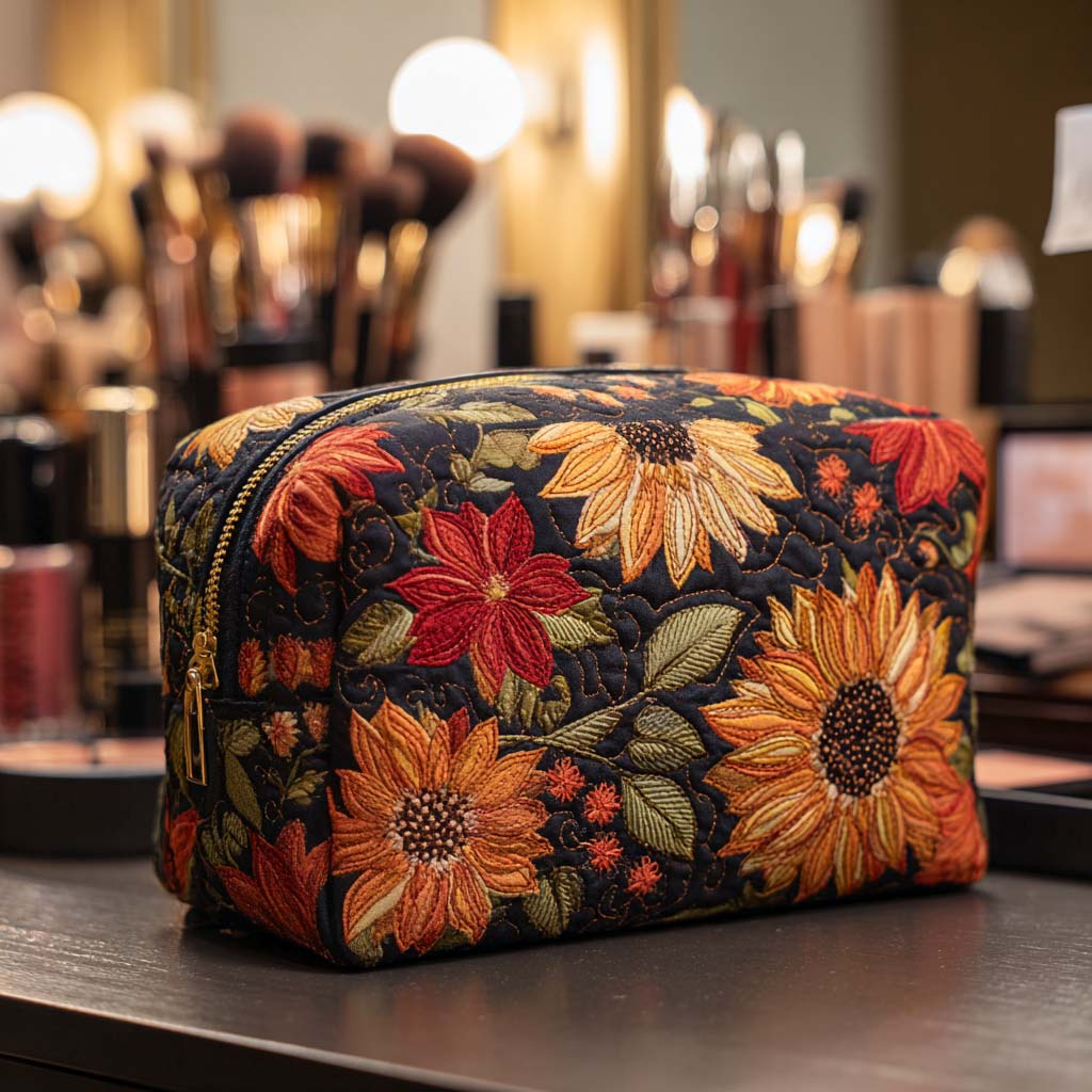 Geantă cosmetică matlasată - Floare elegantă — imagine 1