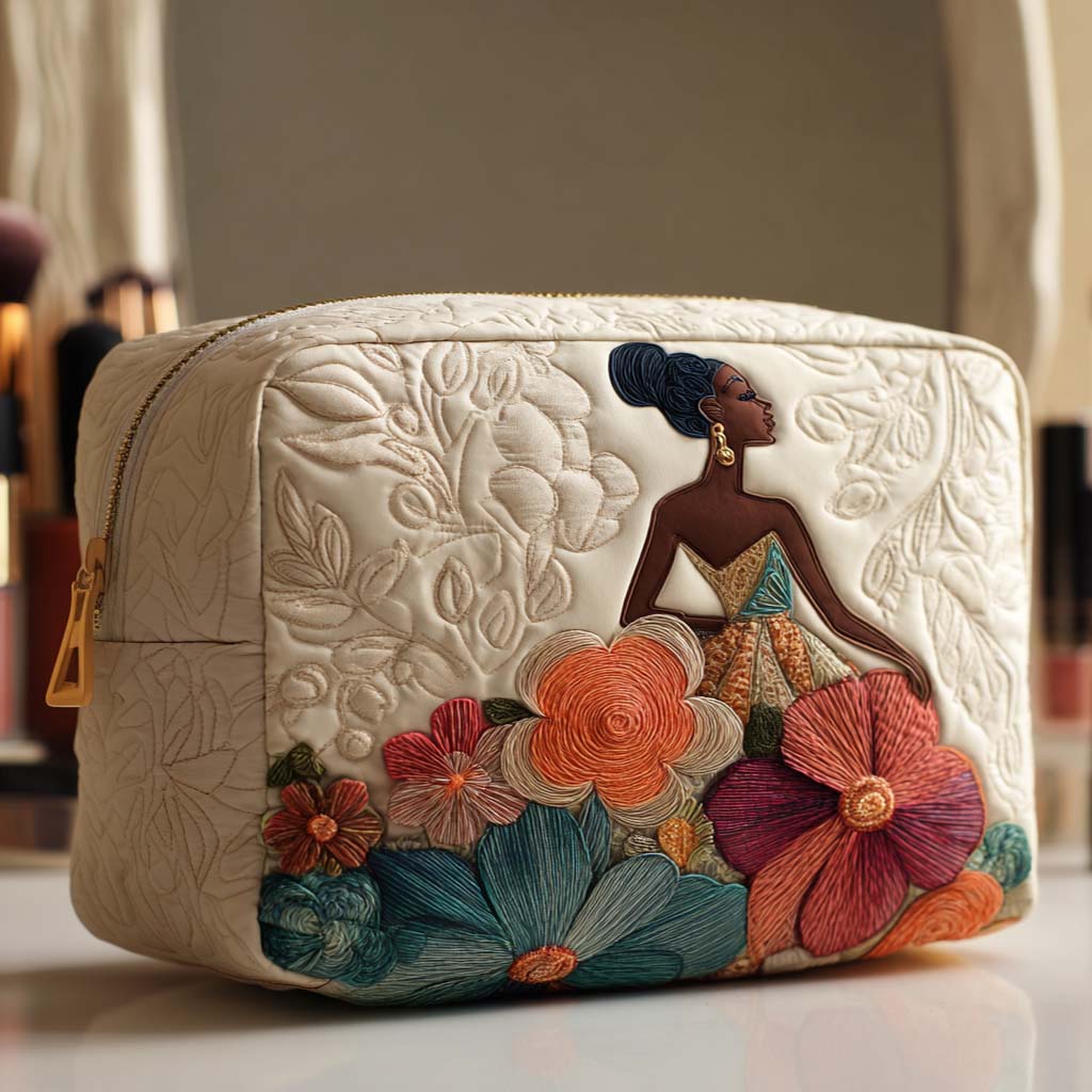 Geantă cosmetică matlasată - Flori elegante — imagine 1