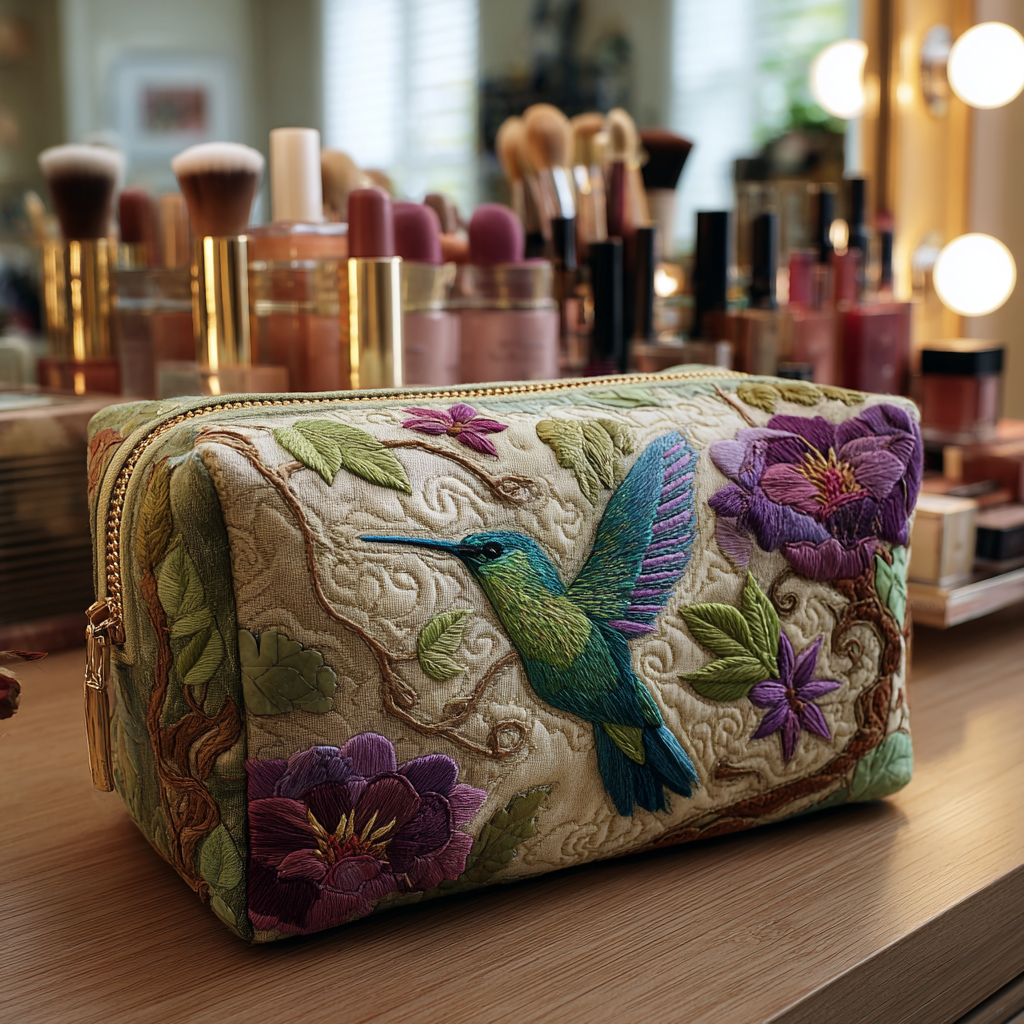 Geantă cosmetică matlasată - Colibri strălucitor — imagine 1