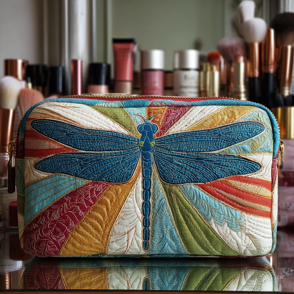 Geantă cosmetică matlasată - Libelulă strălucitoare — imagine 1