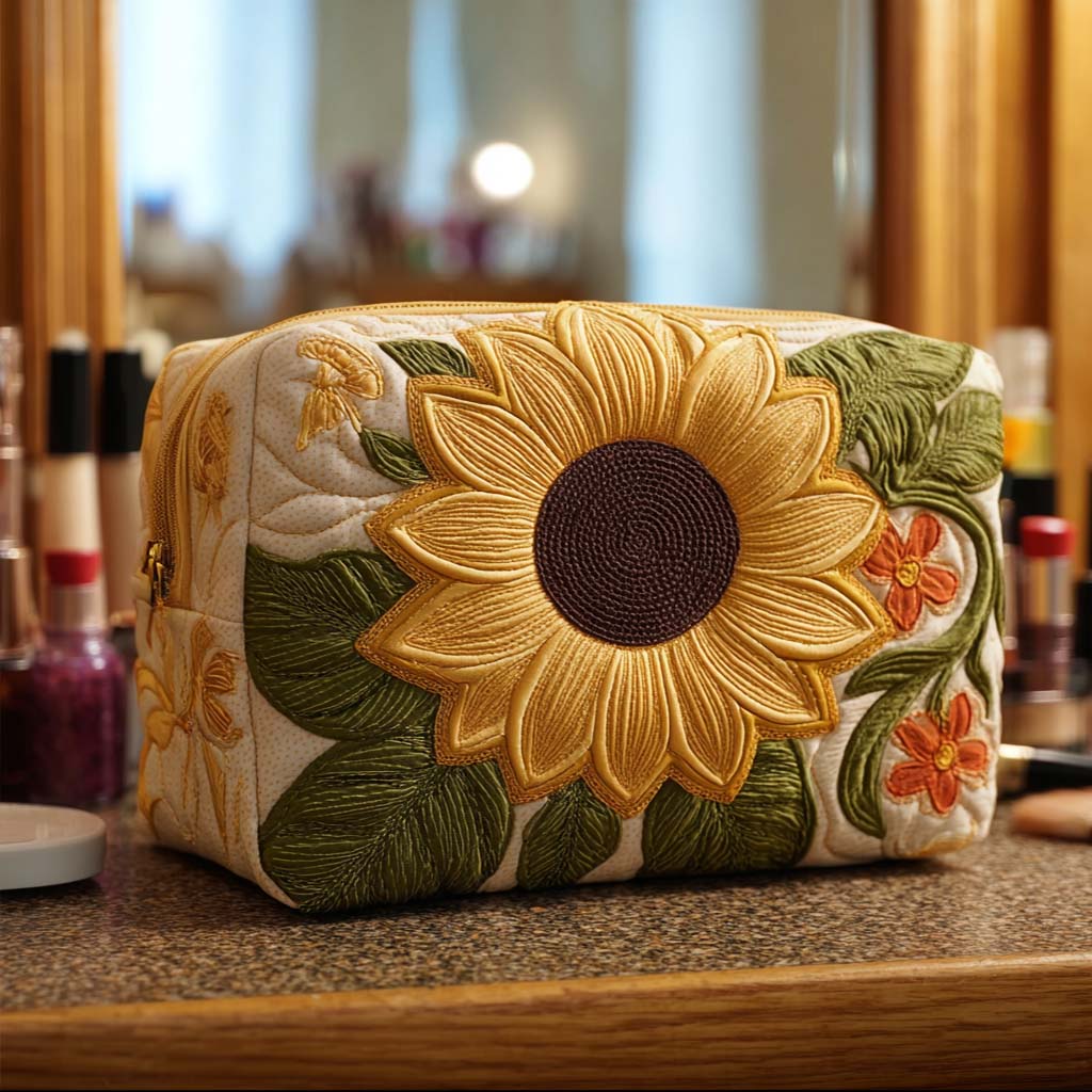 Geantă cosmetică matlasată - Floare strălucitoare — imagine 1