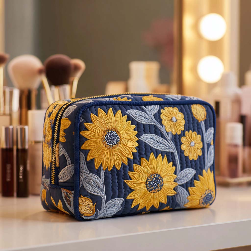 Geantă cosmetică matlasată - Floare strălucitoare — imagine 1