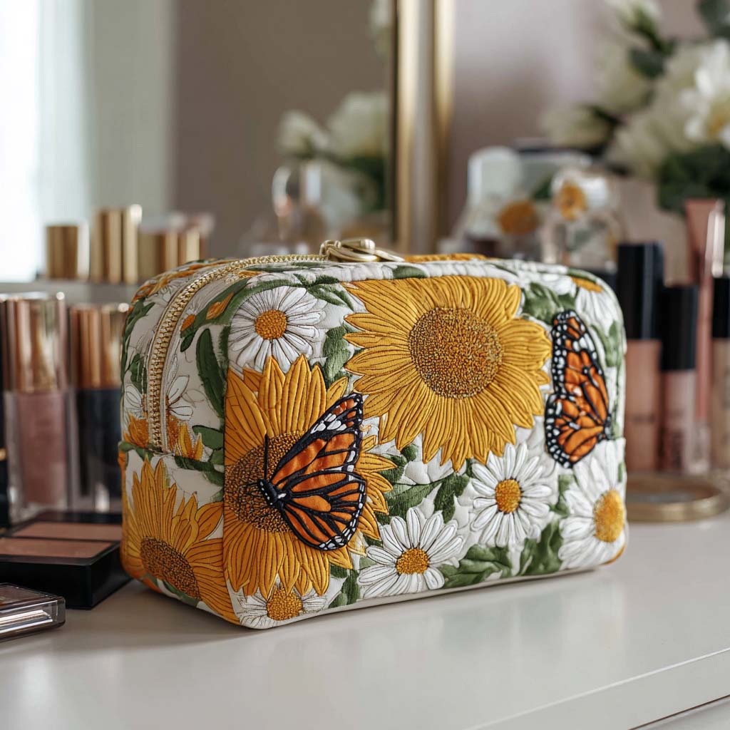Geantă cosmetică matlasată - Flori strălucitoare — imagine 1