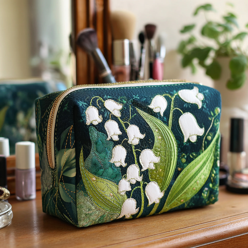 Geantă cosmetică matlasată - Crini delicați — imagine 1