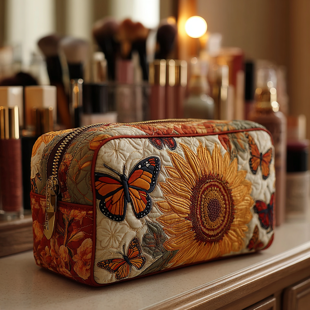Geantă cosmetică matlasată - Fluture delicat — imagine 1