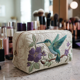 Geantă cosmetică matlasată - Colibri și flori — imagine 1