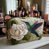 Geantă cosmetică matlasată - Pajiște cu colibri — imagine 1