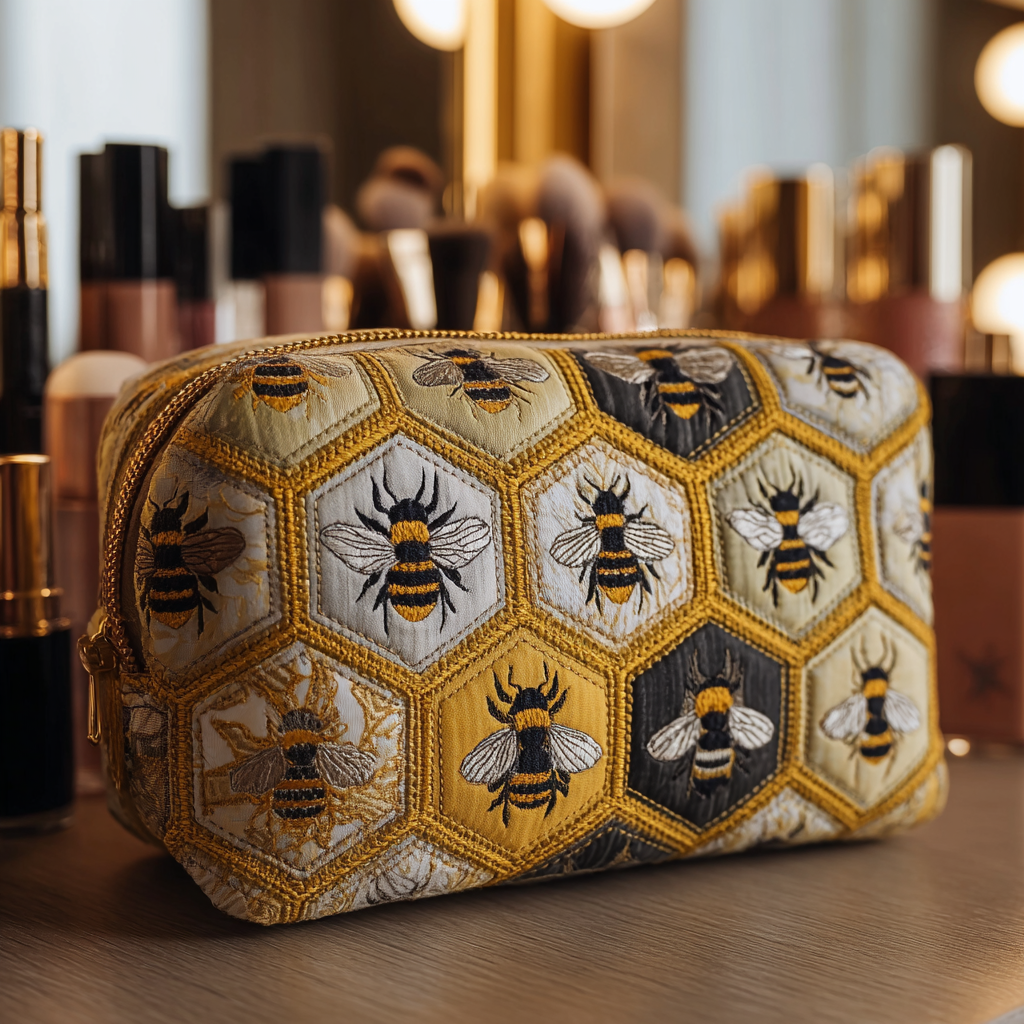 Geantă cosmetică matlasată - Grădina Albinelor — imagine 1